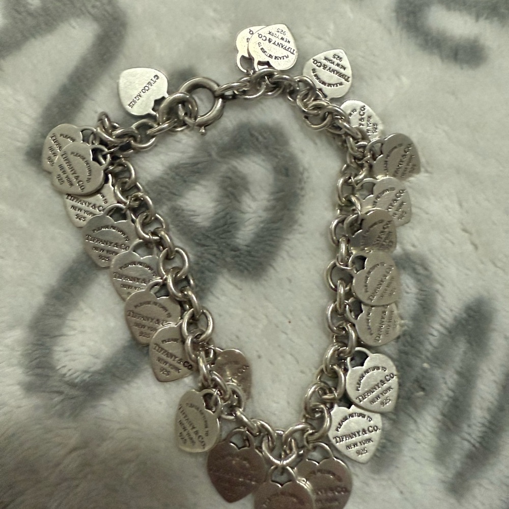 Tiffany & Co. Return to 23 Multi Tag Hearts Bracelet 7.5" Silver 925 Auth NYC